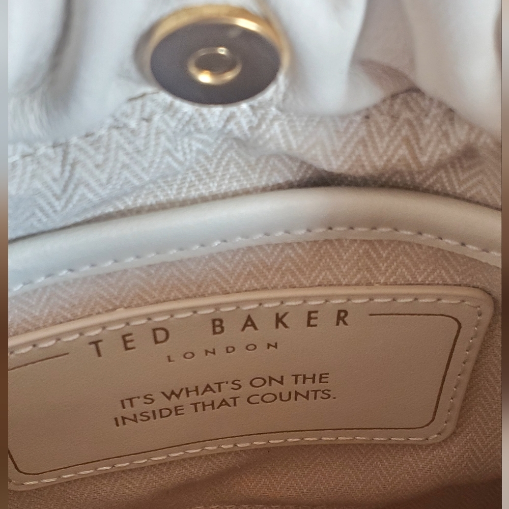 Ted Baker London Jenny Floral Stud Satchel Soft White Leather Quilted Bag - Picture 5 of 11